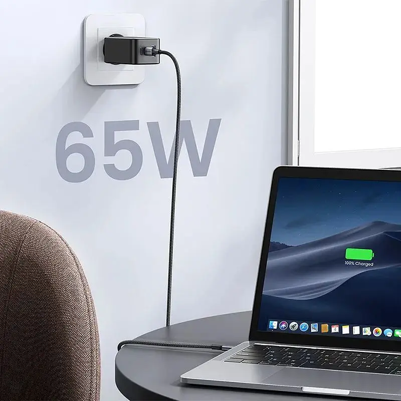 Зарядний пристрій 3xUSB 65W (2хUSB-C+USB-A) Gan CD244 Сірий Ugreen (10335) - фото 2