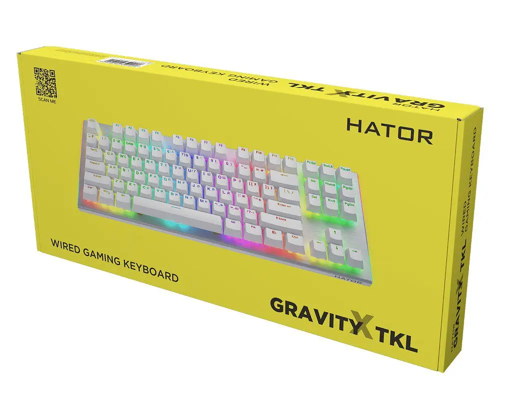 Клавіатура ігрова механічна HATOR HTK-551UA White Gravity X TKL Orange - фото 5
