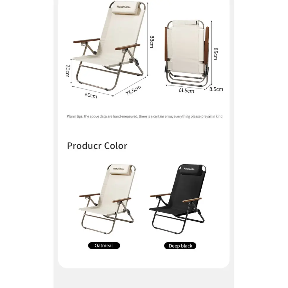 Крісло складане з регульованим нахилом Naturehike CNK2550JJ012 чорний - фото 2