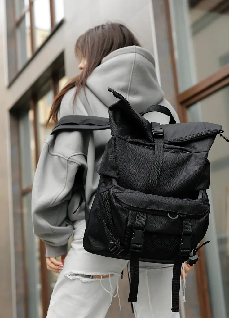 Жіночий рюкзак Sambag RollTop DOUBLE чорний 41 х 27 х 18 см (24330065) - фото 2