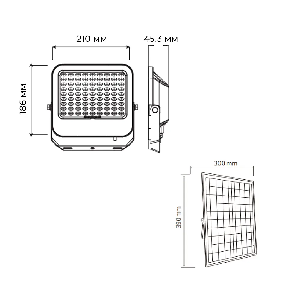Прожектор светодиодный Horoz Electric Tiger Pro-200 200W с солнечной панелью 6400K черный - фото 2
