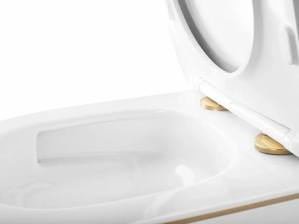 Підвісний унітаз Rea Carlo Mini Tornado NFQ безободковий 49x35,5 см white із краєм gold REA-C6801 - фото 4