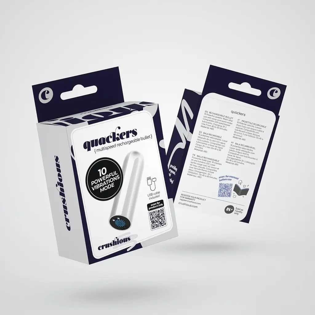 Мини-вибратор Crushious Quackers 8.6 см (белый) - фото 17