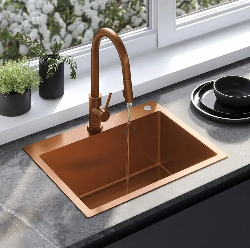 Кухонна мийка Rea Liam 580x450x185 мм brushed copper ZLE-06050 - фото 4