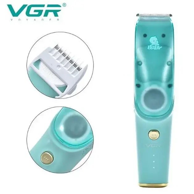 Бесшумная машинка для стрижки детей и младенцев VGR Baby V-151, Беспроводной триммер 3 насадки с вытяжкой - фото 4