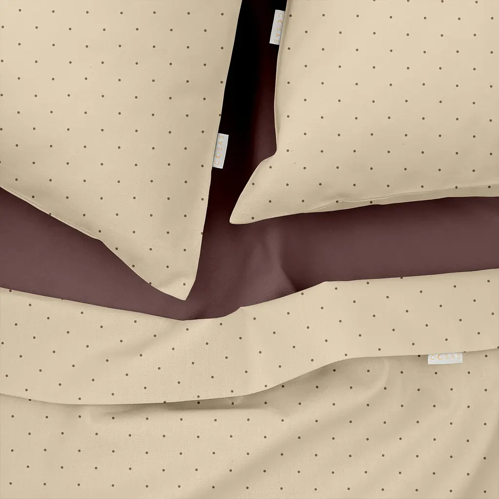 Комплект постільної білизни Cosas Mini dots CS26 Євро шоколад (DropChocoBeige_100Chocolate_200) - фото 3