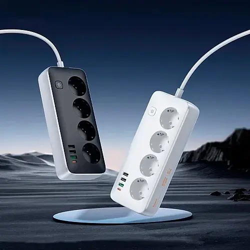 Сетевой удлинитель Hoco AC22 Sunlight 4-bit (PD30W/1C3A) Desktop Socket White - фото 4
