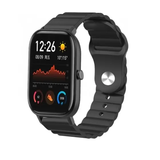 Ремінець BeWatch для Amazfit BIP/Bip Lite/Bip U/Pro/Mini/GTS/GTS 2 (E)/GTR 42мм силіконовий 20 мм Wave Чорний (1010701) - фото 6