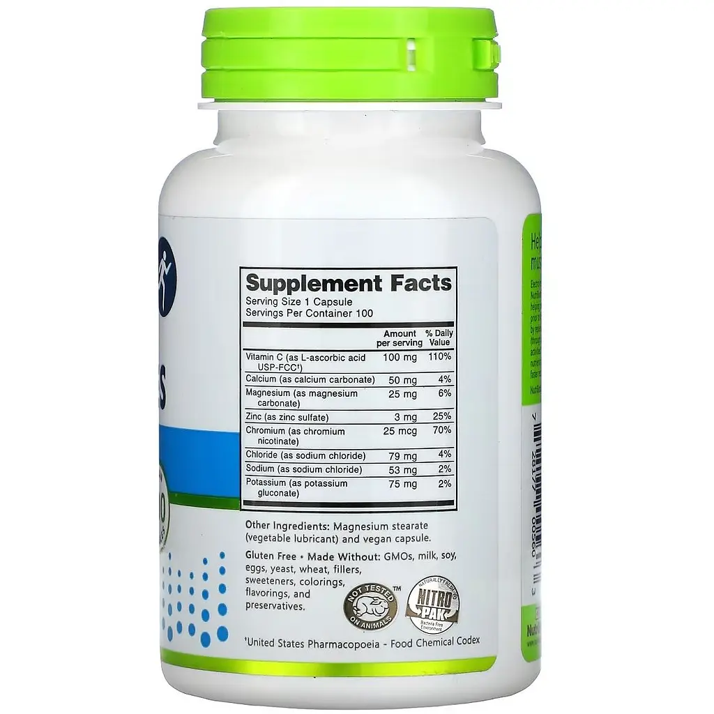 Незамінні електроліти NutriBiotic Essential Electrolytes 100 вегетаріанських капсул - фото 2