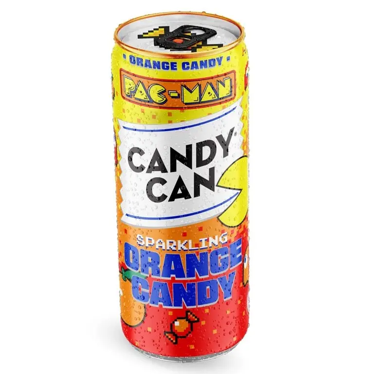 Напій газований Candy Can Pacman Orange зі смаком апельсина 330 мл ж/б