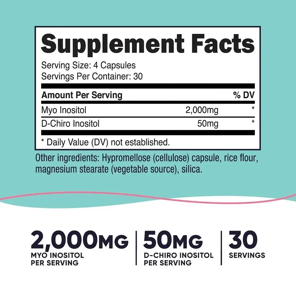 Міо та D-хіро інозитол для жінок Nutricost 120 капсул - фото 3