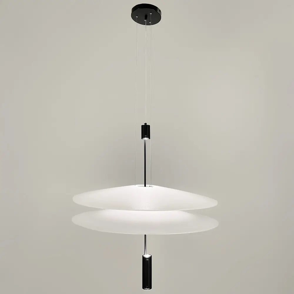 Дизайнерський 2-х ярусний світильник КРИЛА СВІТЛА із чорною основою Line.F MJ 14-680+680 BK - фото 8