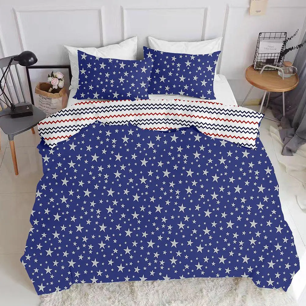 Комплект постільної білизни Cosas Blue starfall Полуторний синій (StarBlue_Zig_white_160) - фото 2