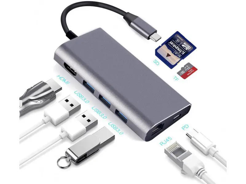 Адаптер Dynamode Dock-USB-TypeC-HDMI-USB3.0-RJ45 - фото 4
