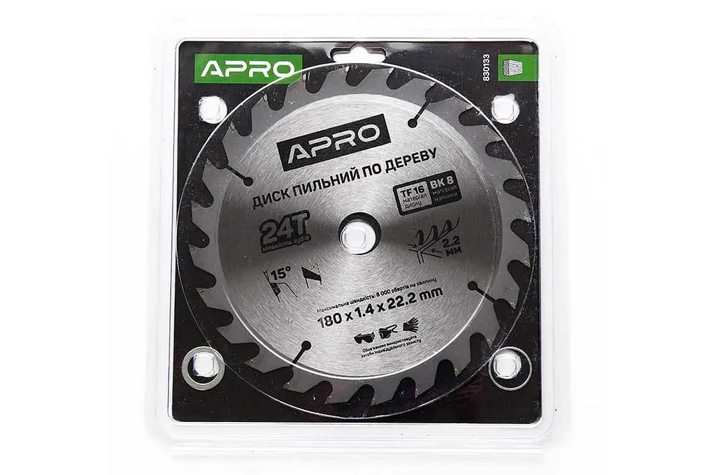 Диск пильний по дереву Apro 180 x 22.2 мм x 24T - фото 5