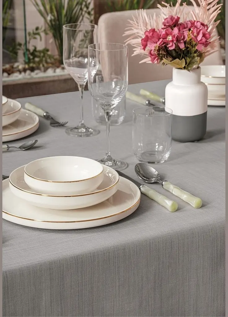 Скатертина Cotton Box Plain - Grey 155х160 см поліестер TC303375941 - фото 2