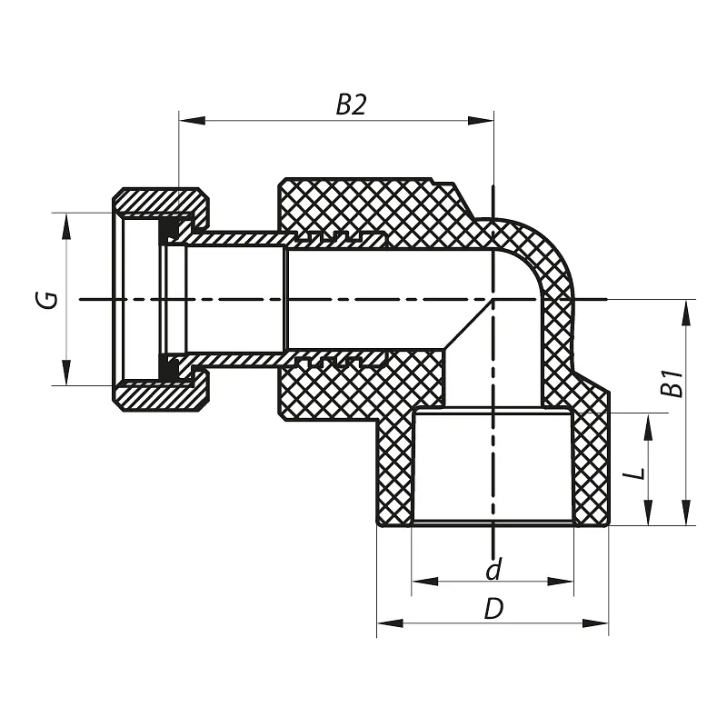 Кутник з накидною гайкою Koer 25x3/4F PPR K0145.Pro KP0183 - фото 2