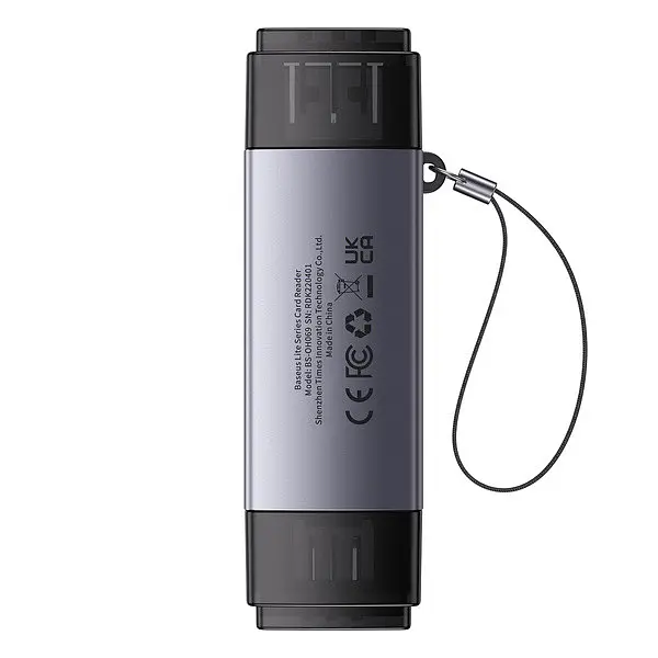 Кардридер Baseus Lite Series USB-A & Type-C to SD/TF Card Reader WKQX060113 Grey - фото 2