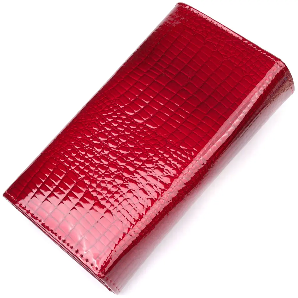 Яскравий жіночий гаманець із лакованої шкіри з візитницею ST Leather 19405 червоний - фото 2