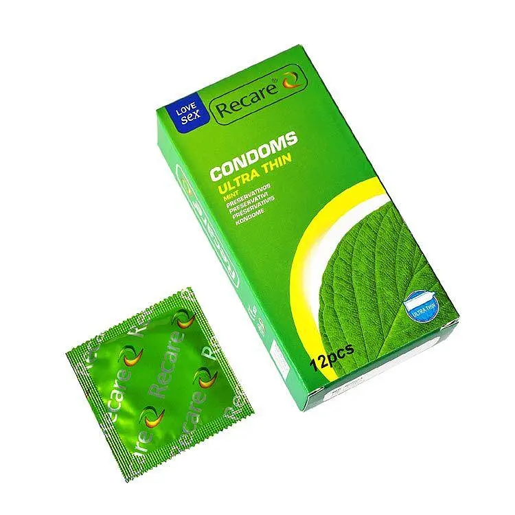 Презервативи Ultra Thin Mint Condoms Recare 12 шт, ультратонкі, аромат: м'ята - фото 2