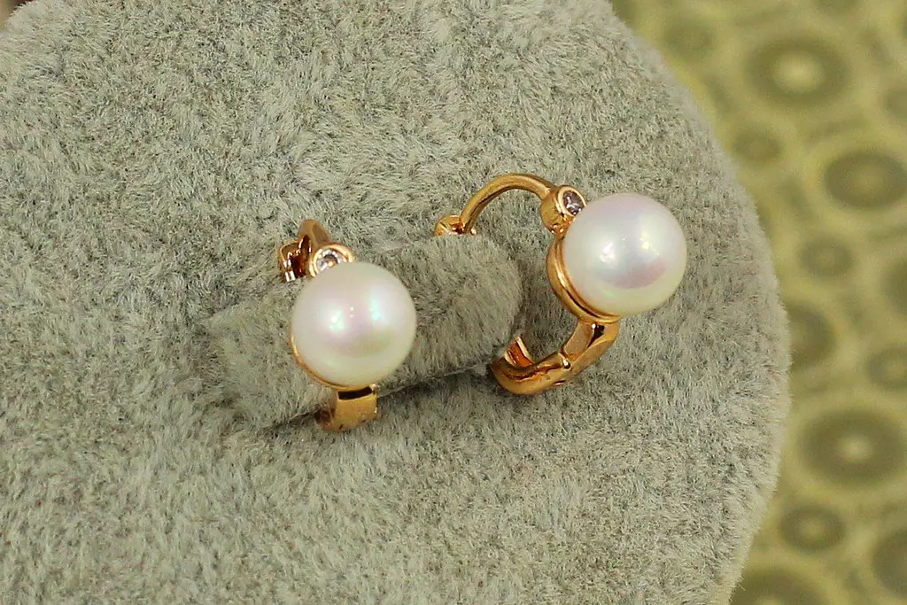 Сережки дитячі Xuping Jewelry сфера з перлинкою 1,2 см золотисті - фото 3