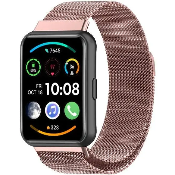 Ремінець DK для Huawei Watch Fit 2 Metal Milanese Loop Magnetic (pink rose) - фото 2