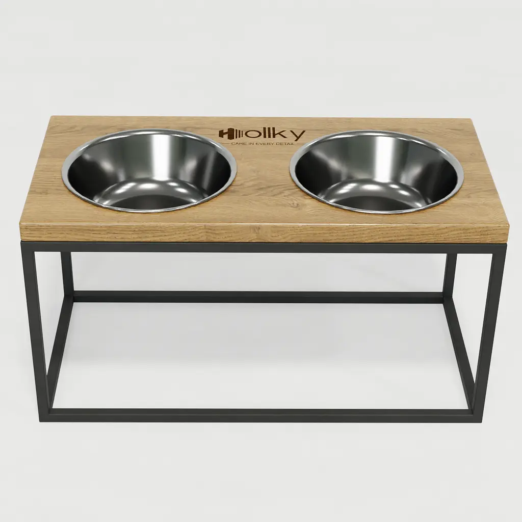 Hollky Base L — миски на підставці для середніх і великих собак (2 × 0,95 л, висота 20 см) - фото 3