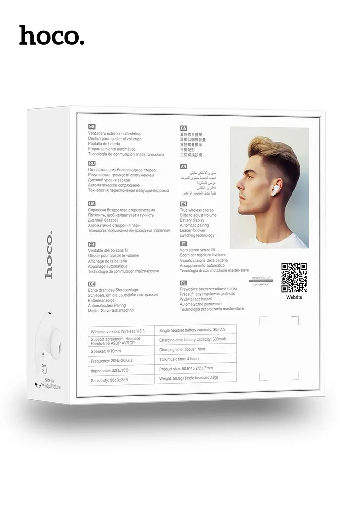 Наушники беспроводные Hoco EW56 TWS Bluetooth 5.1, с микрофоном, вакуумные, белые - фото 2