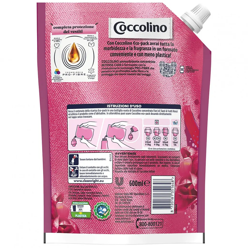 Кондиціонер для білизни Coccolino Tiare & Red Fruits Квіти Тіаре та червоні фрукти 600 мл - фото 2