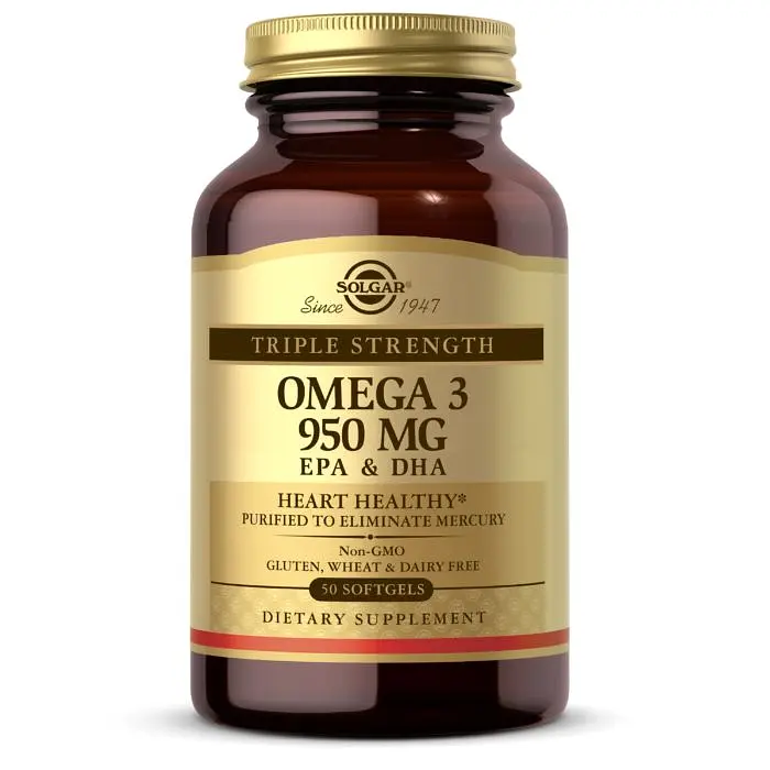 Жирні кислоти Triple Strength Omega 3950 mg, 50 капсул Solgar fit0013144