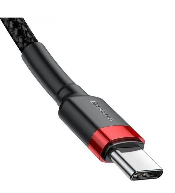 Кабель Baseus Cafule USB-C to USB-C 1m CATKLF-G91) Black/Red [54146] - фото 3