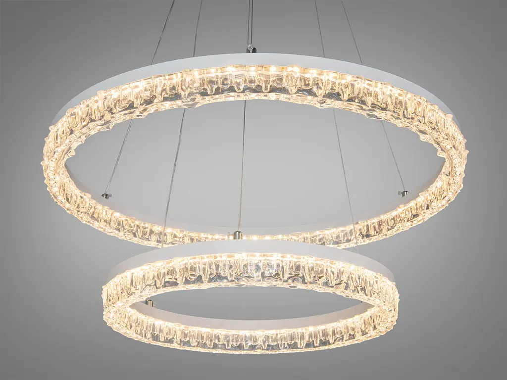 Підвісна LED-люстра Diasha MD78200/600+400WH, біла, 2 світлових кільця, Ø60 см, 85 W - фото 2