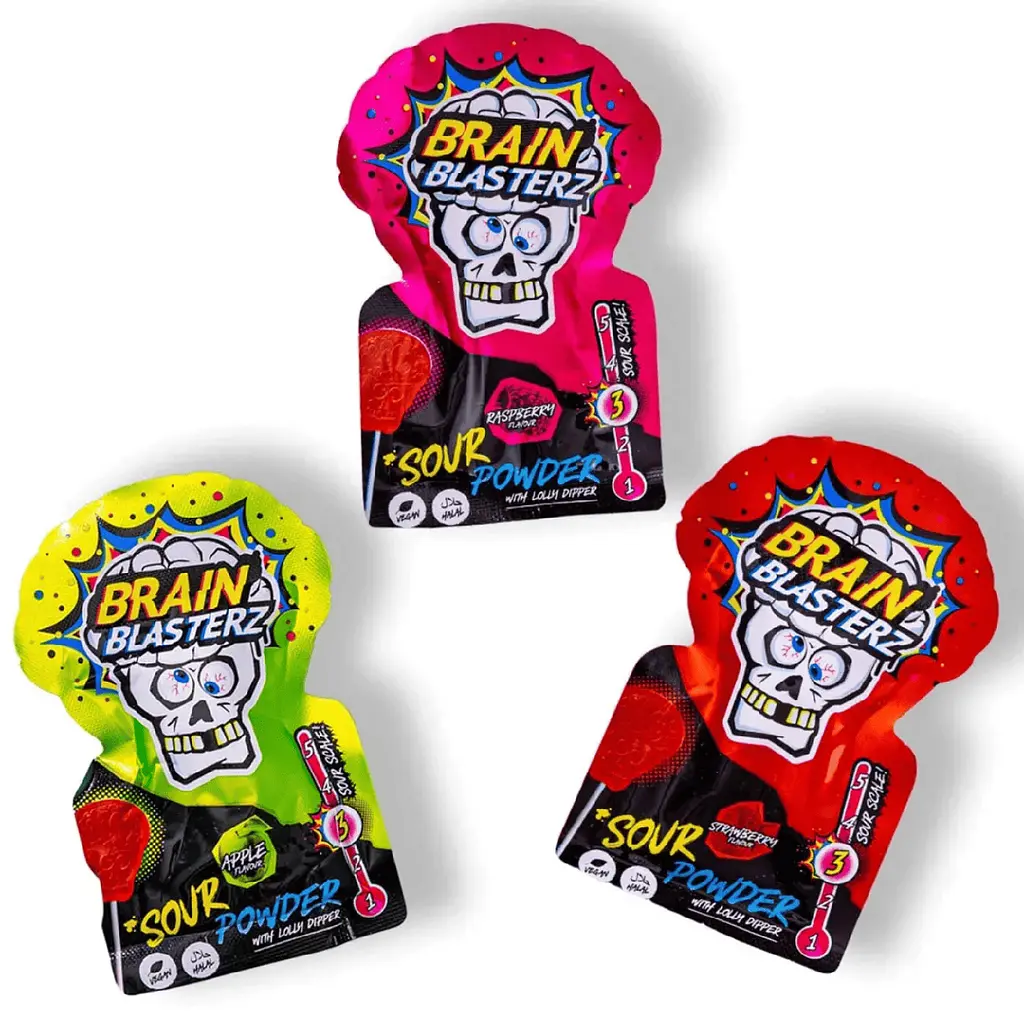 Льодяник з кислим порошком Brain Blasterz Sour Powder Lolly Dipper Apple Flavor 10г - фото 7