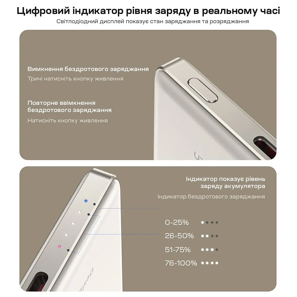 Повербанк 5000mAh Choetech B738 White QC3.0 PD3.0 бездротова магнітна зарядка (43-00160) - фото 11