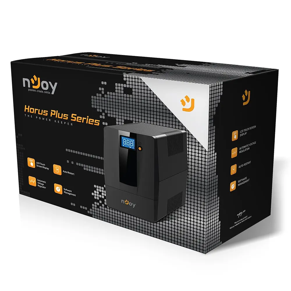 Джерело безперебійного живлення NJOY Horus Plus 1500 (PWUP-LI150H1-AZ01B) Lin.int., AVR, 4 x євро, USB, LCD, пластик - фото 5