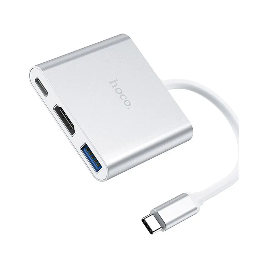 Концентратор HOCO USB-C to USB3.0+HDMI+PD HB14 Silver (6931474725790) - фото 2
