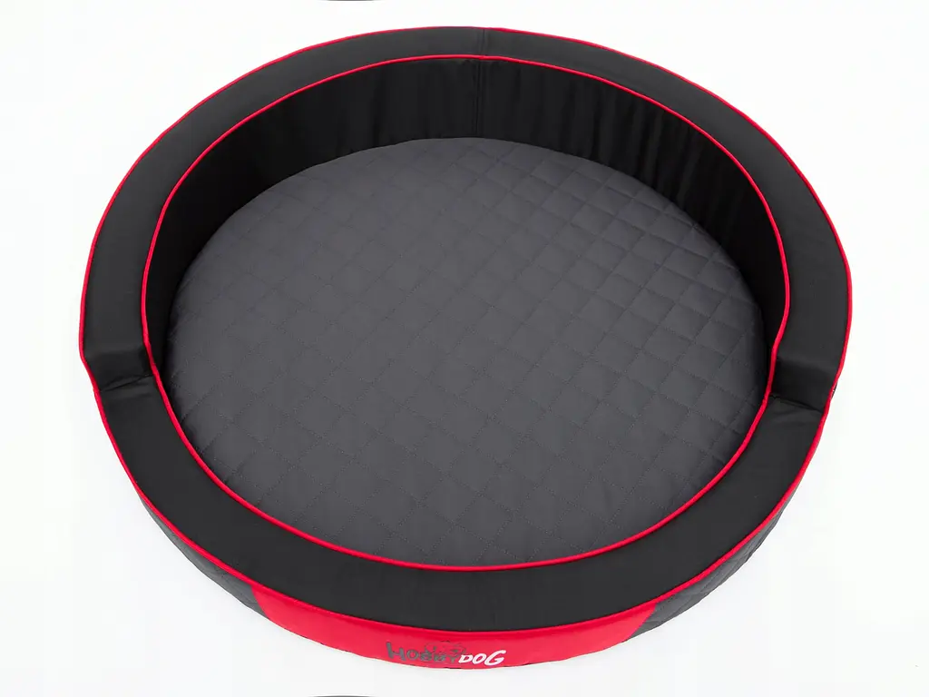 Кругле ліжко для собак Hobbydog Ringo Black/Red 98х98х18 см - фото 2
