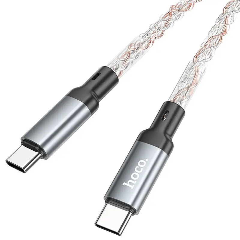 Дата кабель Hoco U 112 Shine Type-C to Type-C 60 W (1 m) Gray - фото 4