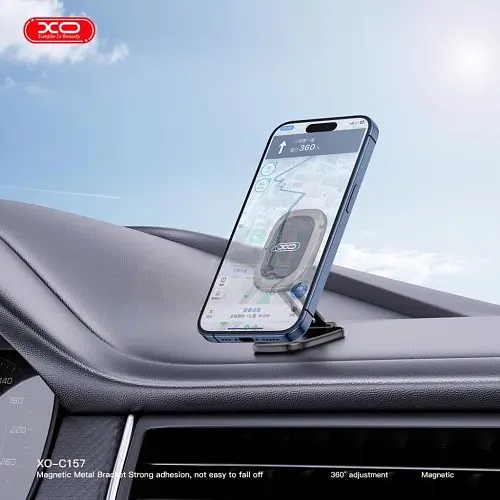 Автотримач XO C157 mini Folding Universal Magnetic Phone Holder Free Accessory Kit чорний - фото 2