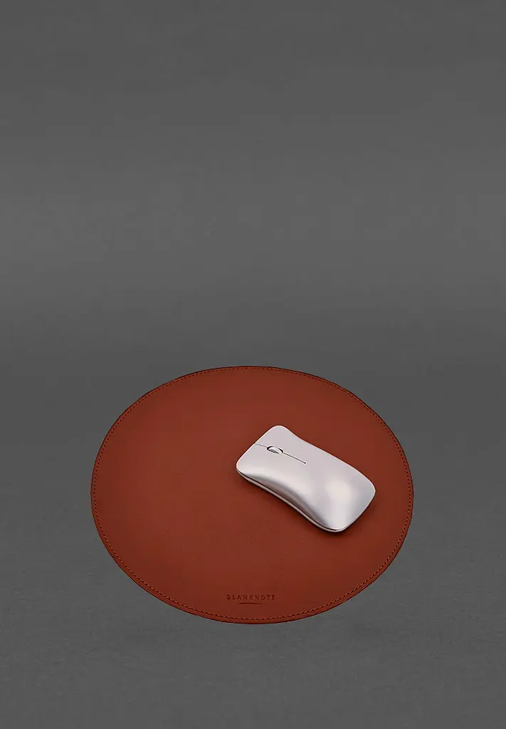 Круглый коврик для мышки из натуральной кожи светло-коричневый краст - фото 4