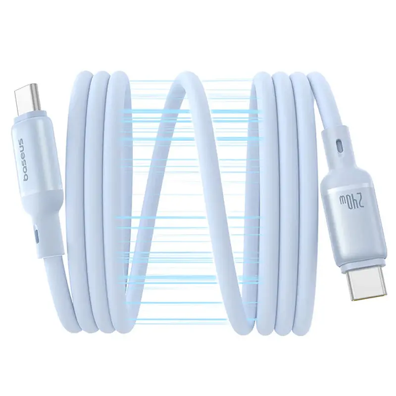 Дата кабель Baseus PicoGo Magnetic Liquid Silicone Type-C to Type-C 240W (1m) (P10376800) Galaxy Blue - фото 3