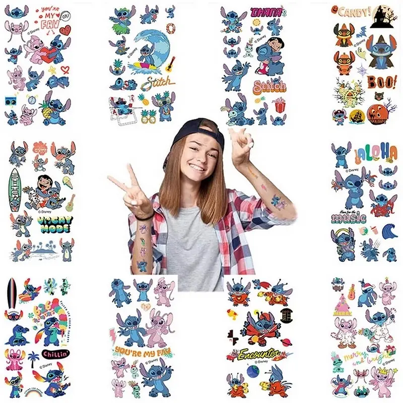Набір тимчасових тату "Ліло та Стіч №2" Fresh Tattoo lilo-stich-tattoo-2-1, 10 штук, розмір 12 х 7 см - фото 3