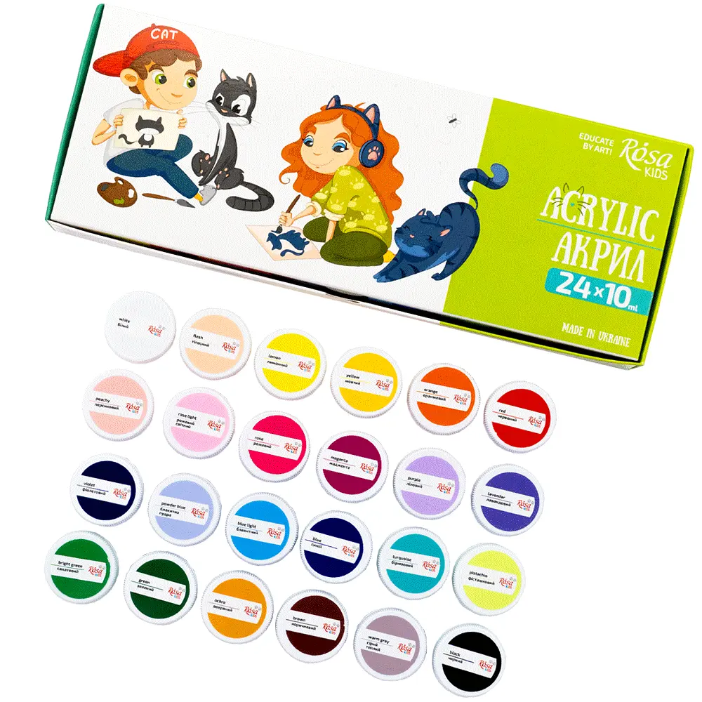 Набір акрилових фарб Cats 24×10 мл ROSA Kids (4823098545866) - фото 2