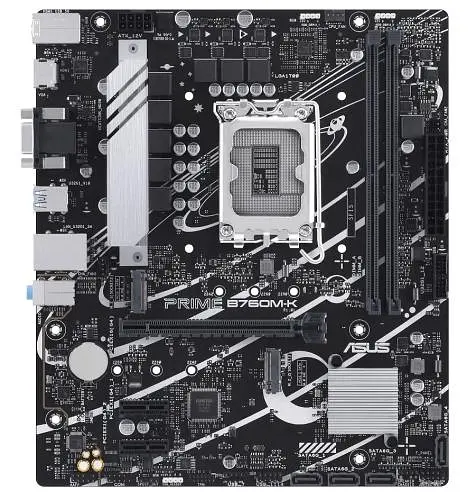 Материнская плата LGA1700, Asus PRIME B760M-K, B760, 2xDDR5, Int.Video(CPU), 4xSATA3, 2xM.2, 1xPCI-E 16x 4.0, 2xPCI-E 1x 4.0, Realtek 7. 5xUSB3.2/4xUSB2.0, VGA/HDMI, MicroATX - фото 2