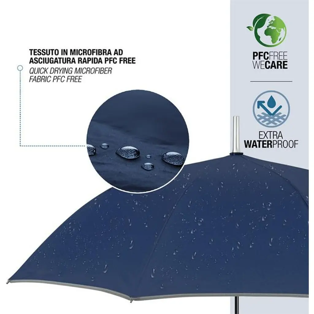 Зонтик-трость Perletti Reflecting с системой антиветер темно-синий (P96014-02) - фото 3