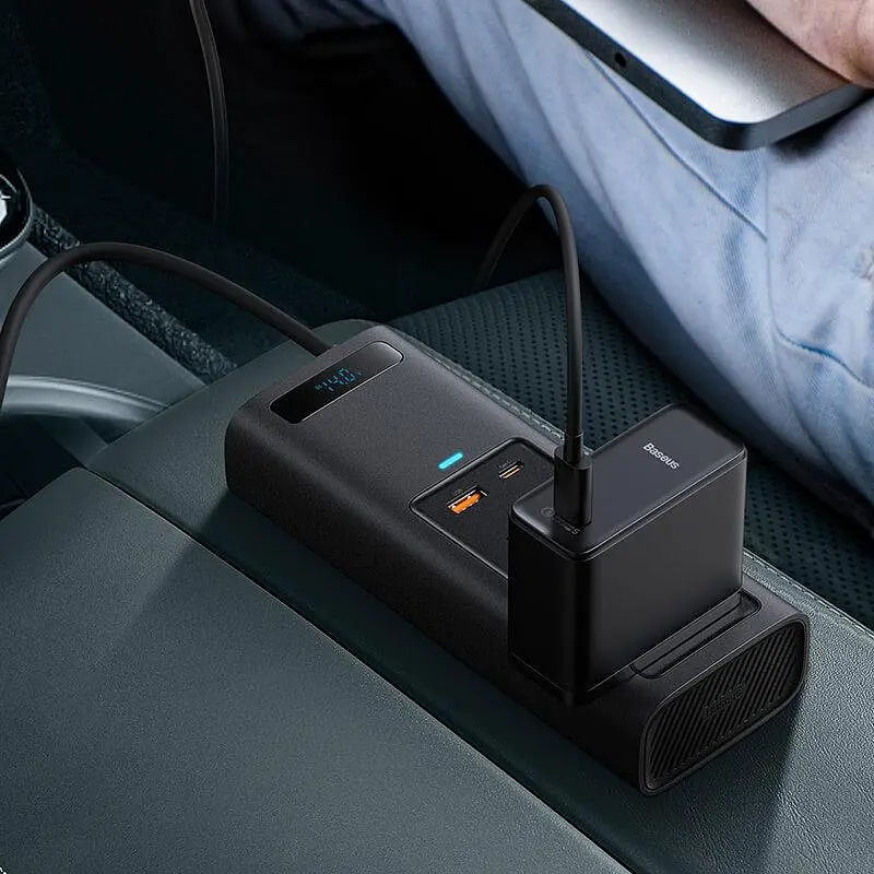 Автомобильный преобразователь напряжения BASEUS In-car Inverter 150 W (2 розетки универсальные) - фото 7