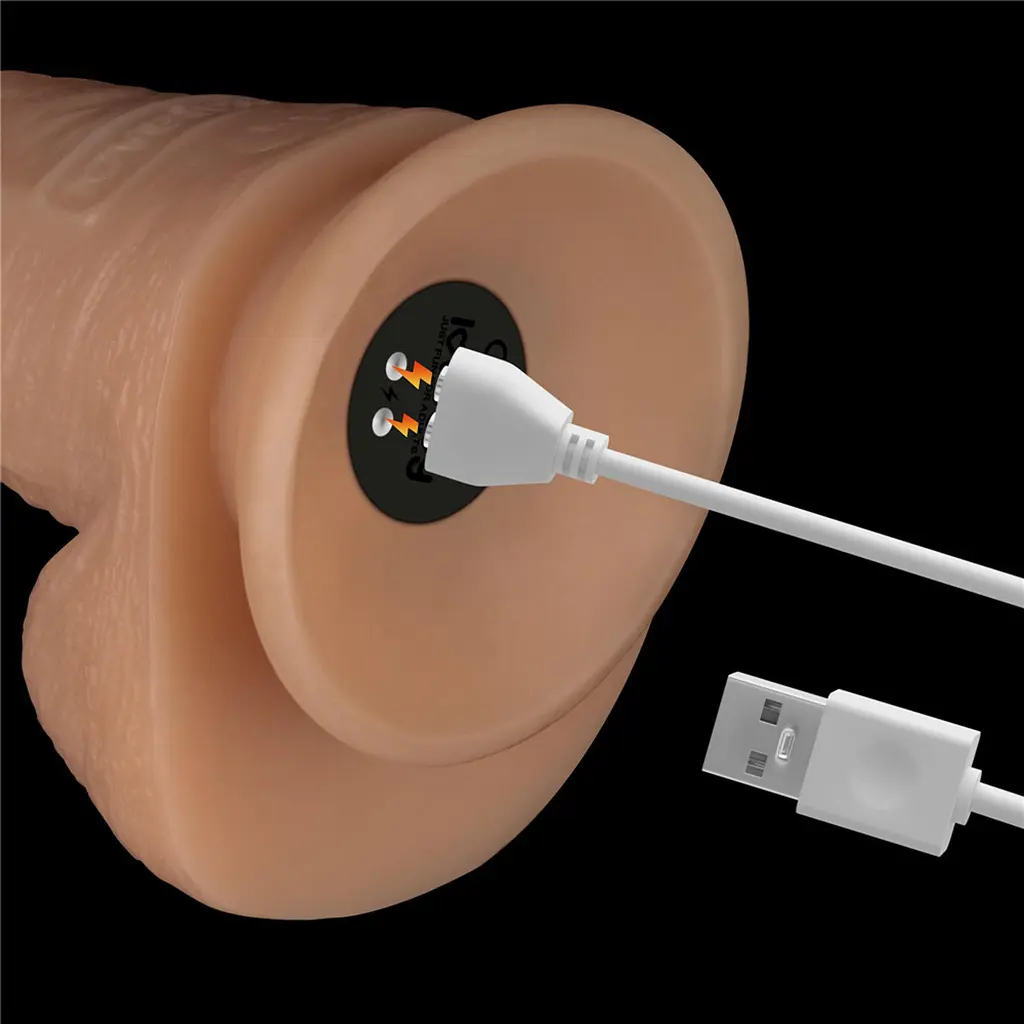 Реалістичний вібратор Vibrating Power Basics Cock 8" тілесний - фото 8