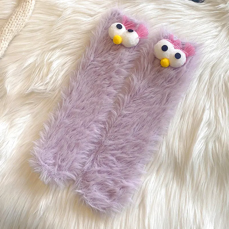Носки детские зимние с куриными лицами сиреневые One Size 4206