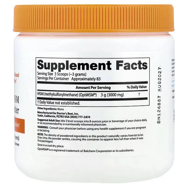 MSM (Сірка) MSM Powder with OptiMSM 250 g Doctor's Best vit0006629 - фото 2