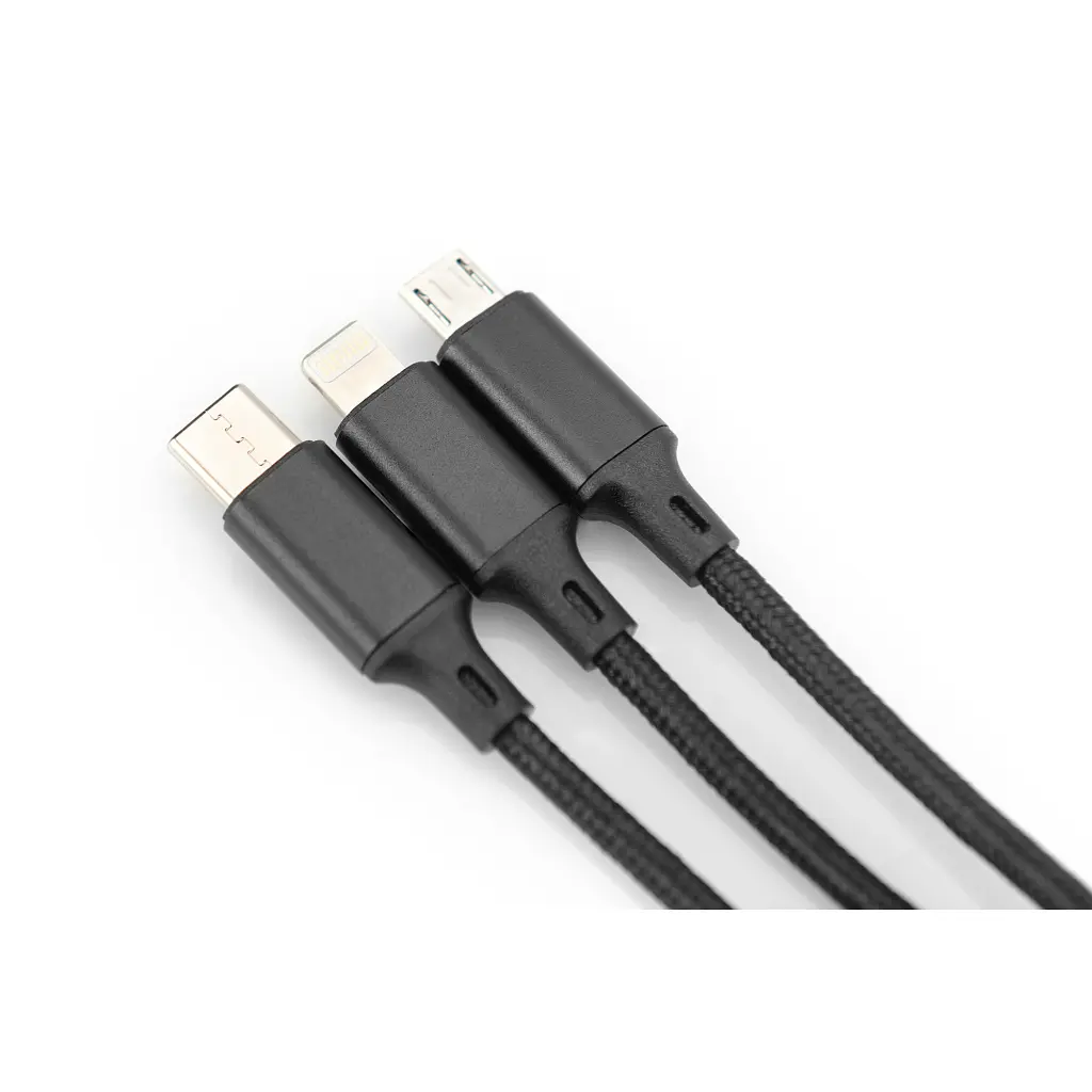 Дата кабель USB 2.0 AM to Lightning + Micro 5P + Type-C 1.0m charge only Digitus (AK-300160-010-S) - фото 4